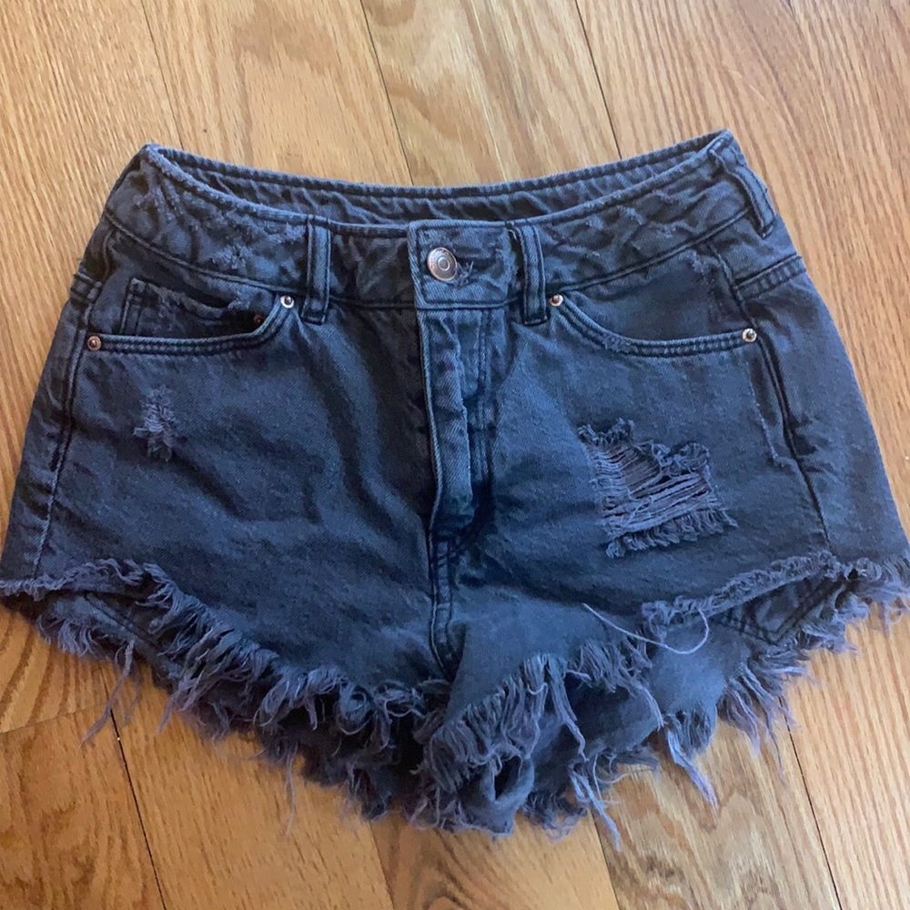 cute black distressed shorts